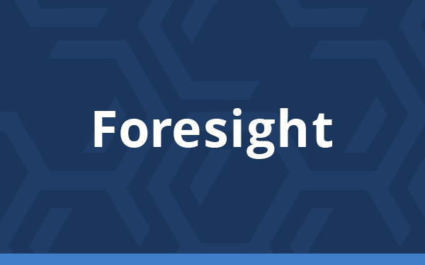 Word "Foresight" against navy background.