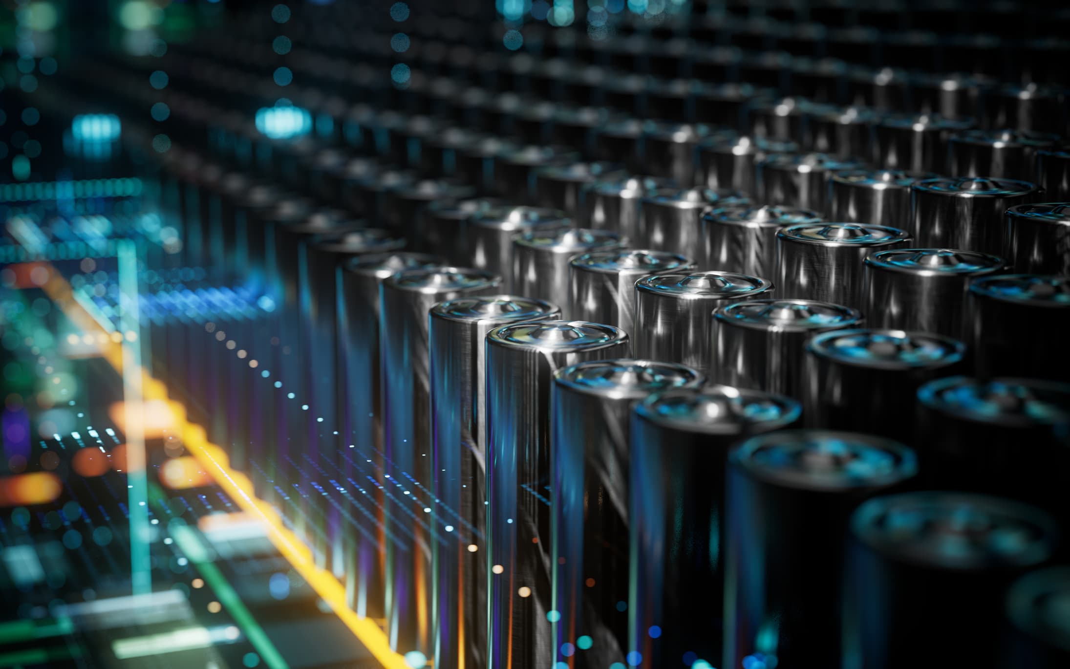 Lithium Solid State Batteries lined up