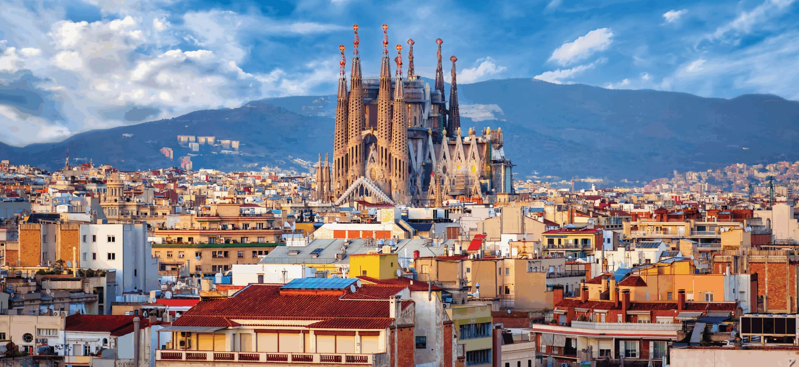Barcelona Spain skyline.